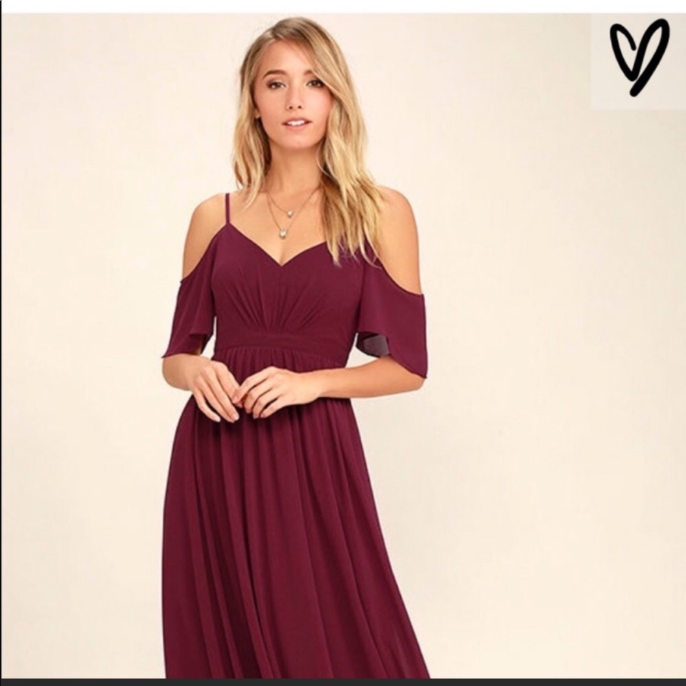 Lulu’s Off-the-shoulder Wine Maxi Dress